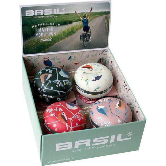 Display Met 4 Basil Big Bell Wanderlust Fietsbellen - Le Coq Wielerartikelen