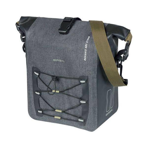 Basil Navigator Storm MIK zijfietstas voor één zijde, waterdicht, 12-15 liter, geschikt voor fietsen en bagage.