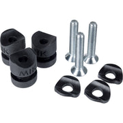 Basil MIK Side Studs set van 3 zwarte fietstasaccessoires voor verstelbare fietstassen, zichtbaar op de afbeelding.