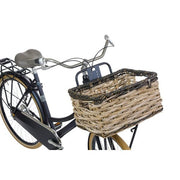 Basil Dijon rotan fietsmand in grijs en zwart, ruime en stijlvolle fietsmand voor op de fiets.
