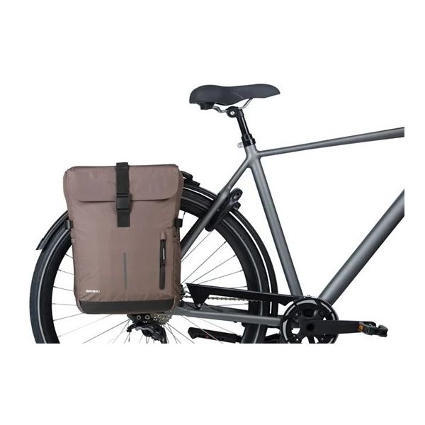 Basil dubbele fietsstas Move met 30 liter inhoud, zwart, 16x27x38 cm, geschikt voor achter- of zijdragers op de fiets
