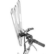 Transparant Polisport windscherm van polycarbonaat, universeel, 56 cm hoog, 24-39 cm breed, geschikt voor stuurbevestiging Ø21-28 mm