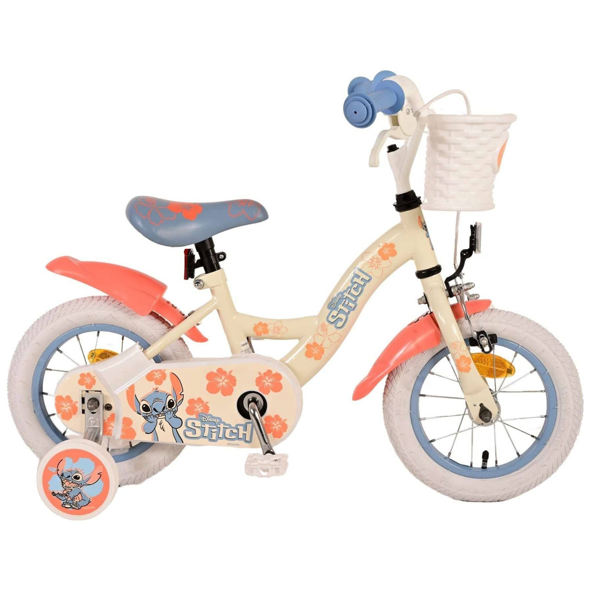 Kinderfiets 12" Volare Stitch - Crème Koraal Blauw - Le Coq Wielerartikelen