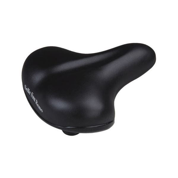 Selle San Remo stadsfiets zadel met elastomeer vering en hoekbescherming, comfortabel en geschikt voor E-bikes en stadsfietsen
