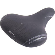 Zwart Selle Bassano Volare XL fietszadel voor stadsfietsen en e-bikes, comfortabel en duurzaam, zichtbaar in de afbeelding.