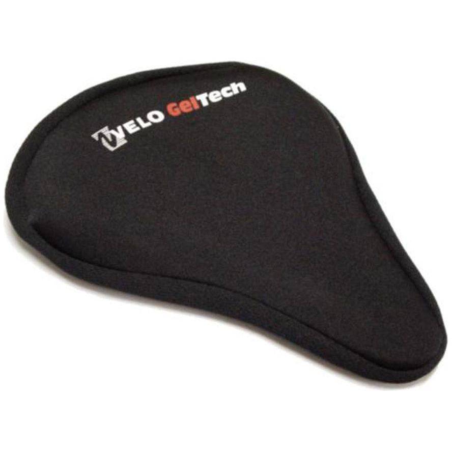 Zadelhoes Velo Plush Met Gel zwart, comfortabel zadeldek voor fiets, zachte gelvulling en elastisch materiaal.