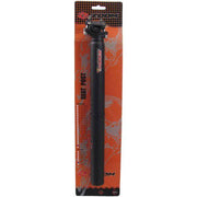 Zwarte Zoom ATB zadelpen van aluminium, Ø31,6 mm en 350 mm lang, ligt op een fietsframe.