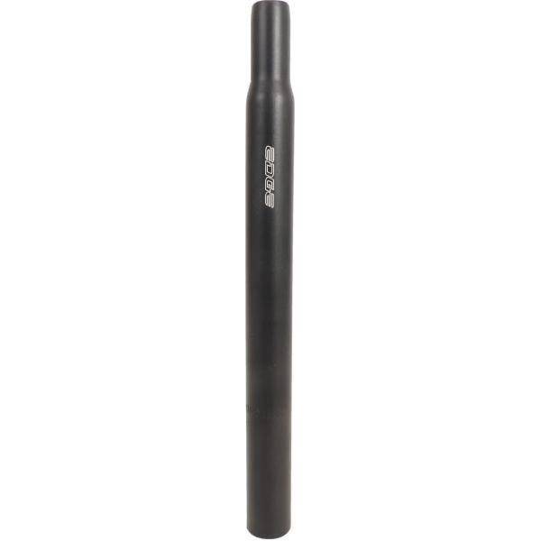 Zwart aluminium Edge zadelpen Ø27,2 mm, lengte 300 mm, voor fiets, close-up van de zadelpen op een witte achtergrond