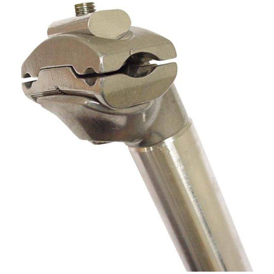 Zilveren Kalloy ATB zadelpen van aluminium, diameter 25,8 mm en lengte 300 mm, zichtbaar op de afbeelding.