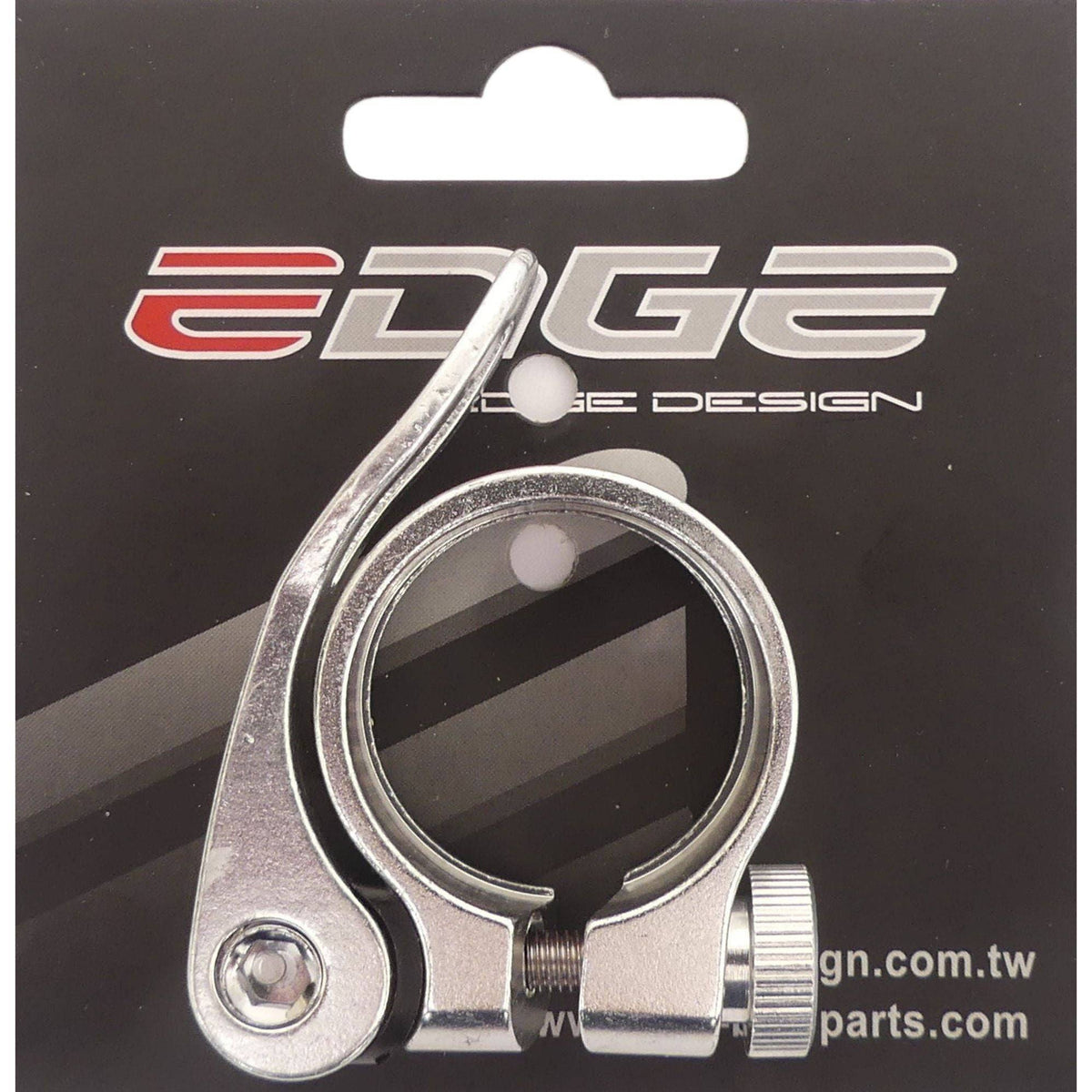 Edge zadelpenklem Ø31,8 mm aluminium snelspanner in zilver, bevestigt een fiets zadelpen stevig en snel.