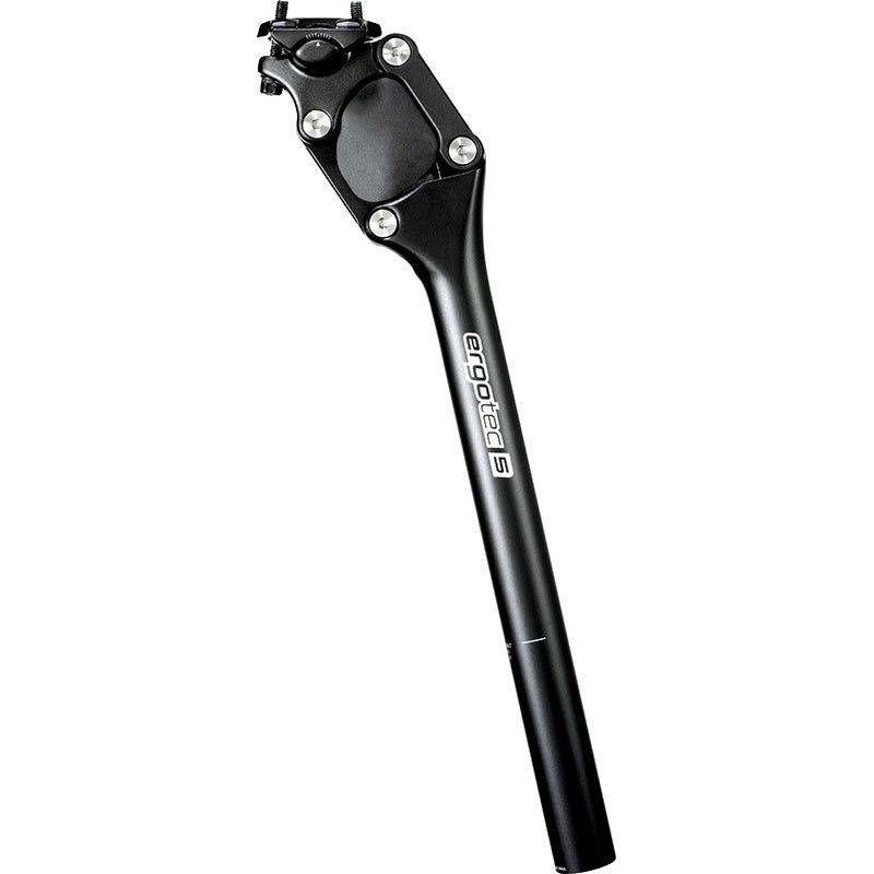 Ergotec Pm-705N parallelogram geveerde zadelpen van 7075 T6 aluminium, 350 mm lengte, zwart, zichtbaar met veermechanisme
