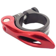 Ergotec SCQ-0100 zadelpenklem van aluminium met snelspanner, geschikt voor Ø34,9 mm zadelpennen, zichtbaar in de afbeelding.