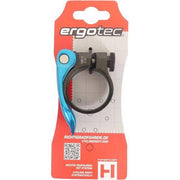 Ergotec Zadelpenklem Ø34,9 mm van aluminium met snelspanner, geschikt voor fiets zadelpen.
