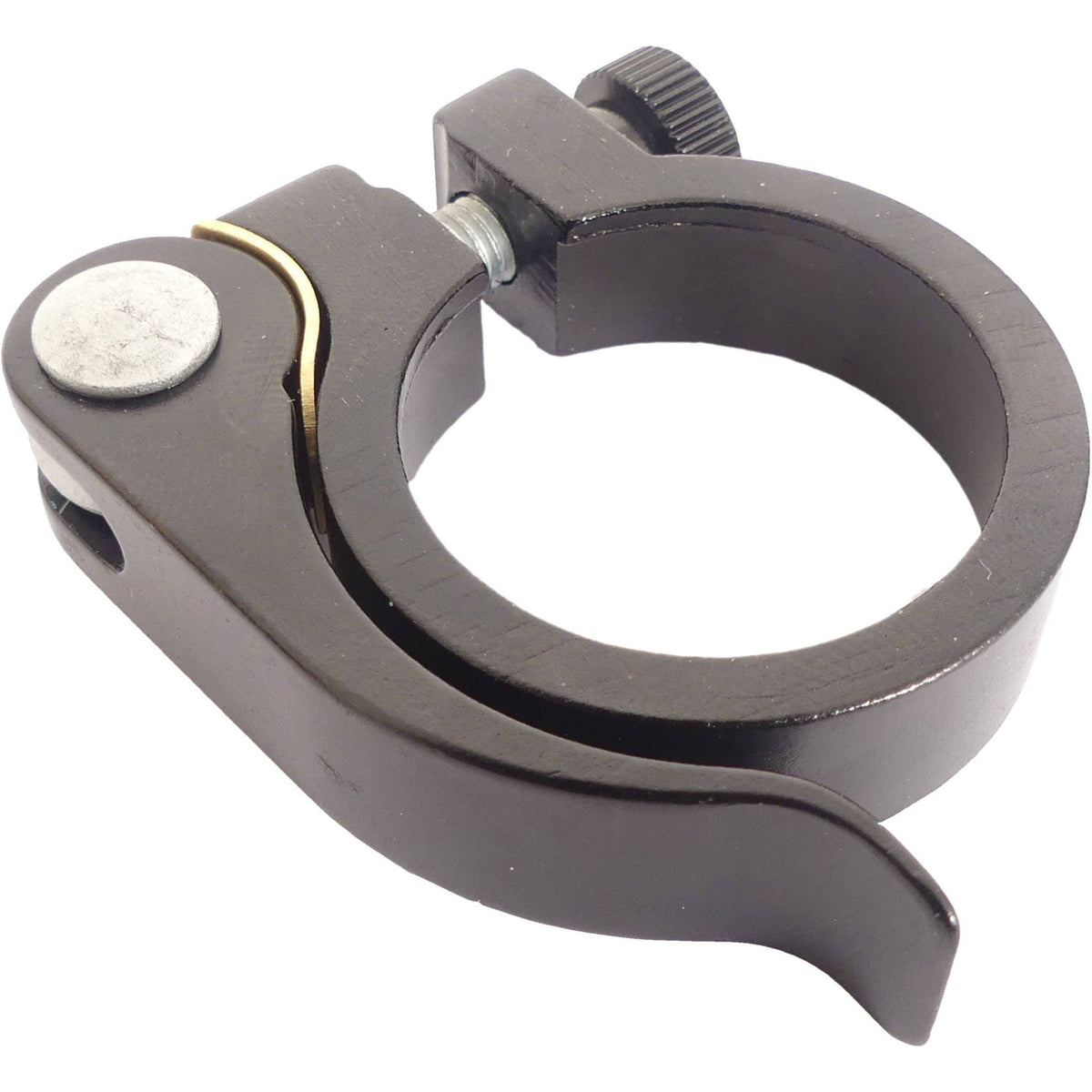 Zadelpenklem Ergotec SCQ-030, aluminium, zwart, voor Ø34,9 mm, snelspanner, geschikt voor fiets zadelpen.