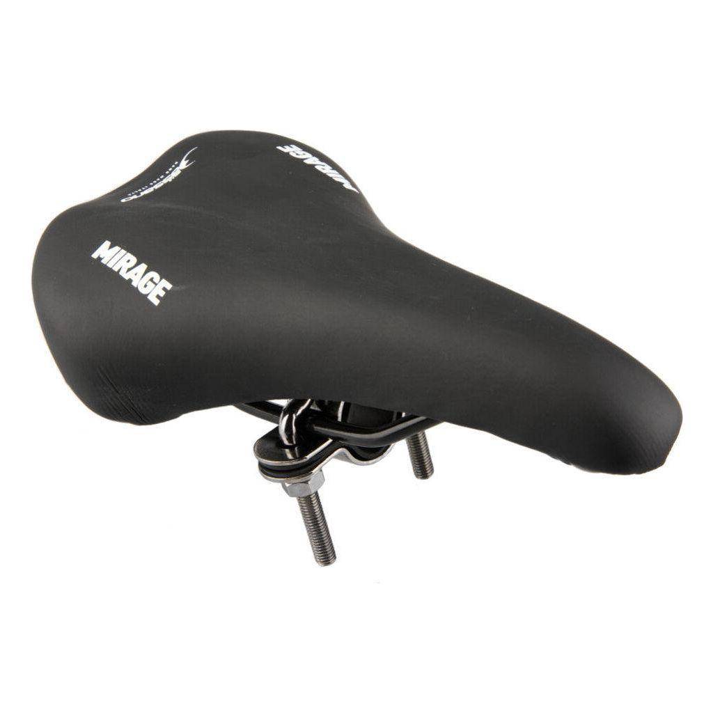 Zwart Mirage kinderfiets zadel met framebuisclamp van 45 mm, comfortabel kinderzadel voor fietsgebruik