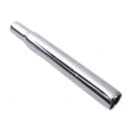 Vinty zwarte verchroomde zadelpen voor fiets, diameter 25,4 mm en lengte 350 mm, zichtbaar in de afbeelding.