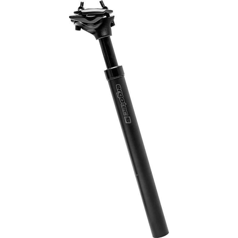 Ergotec verende zadelpen SP-10.0, 31,6 mm diameter, 350 mm lengte, zwart, geschikt voor comfortabele fietssturen.
