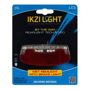Ikzi Light Achterlicht By The Way met remlicht en batterij, 80 mm, bevestigd op fiets voor veilige verlichting.