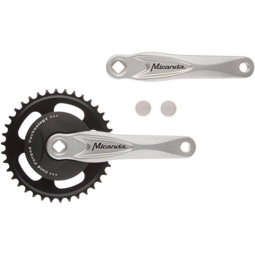 Crankstel 33T Miranda Alfa 1 Voor 3/32 Ketting Met 9.2 Cm Zwarte Disc En Zilveren Crank - Le Coq Wielerartikelen