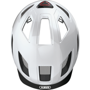 Abus Hyban 2.0 E-bike helm in polar wit met geïntegreerd LED-achterlicht en ventilerend ontwerp voor veilig fietsen