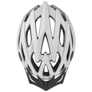 Witte Polisport Twig fietshelm met matzwarte carbon uitstraling en aerodynamisch ontwerp, geschikt voor wielrenners.