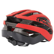 Polisport Light Pro fietshelm met ventilatiegaten en dial-retentiesysteem, zwart met oranje details, zicht op de voorkant