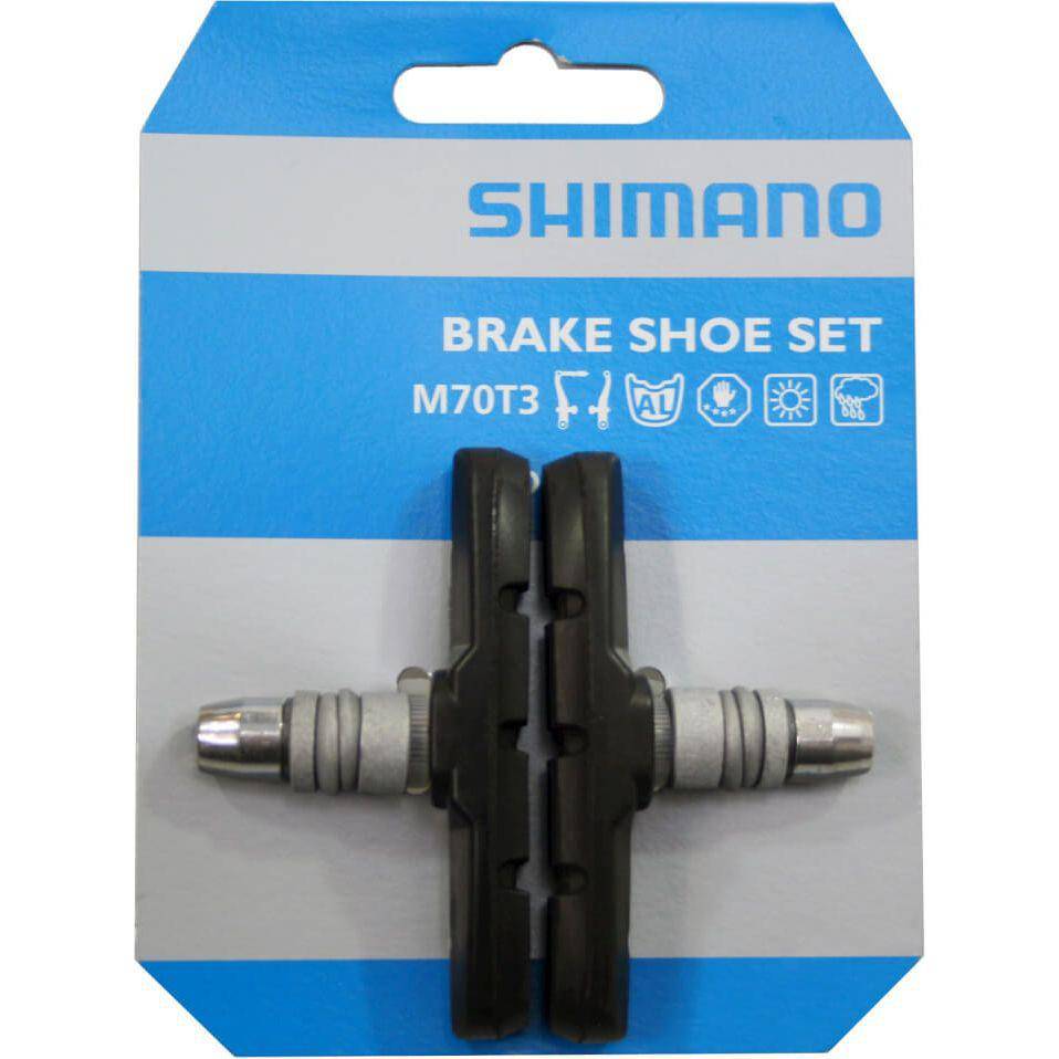 Shimano M70T3 V-brake remblokken set met montagemoeren voor effectieve fietsremprestaties