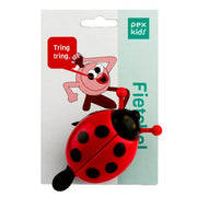 Pexkids kinderbel in rood en zwart met lieveheersbeestje en openstaande vleugels, fietsbel voor kinderen.