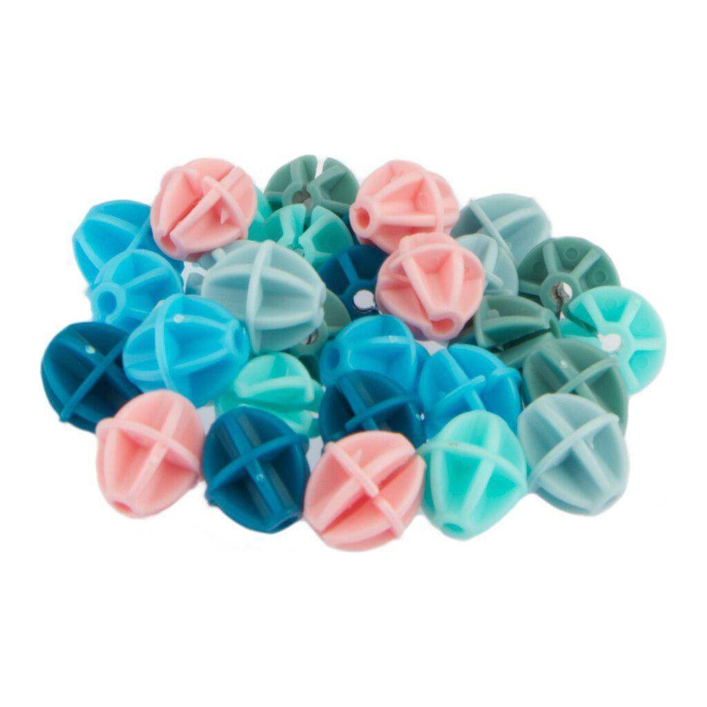 Set van 30 Pexkids spaakkralen "Bolletjes" in 6 verschillende kleuren, diverse accessoires voor creatieve knutselprojecten.
