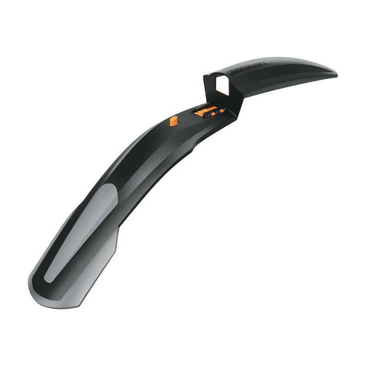 Zwart SKS Shockblade II 29" PVC voorspatbord voor mountainbikes, beschermt tegen modder en water tijdens het rijden.