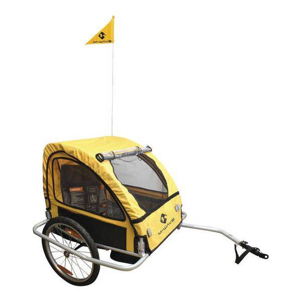 M-Wave kinderfietskarren Ride Easy met stalen frame, kinderaanhanger voor veilig en comfortabel kindertransport op de fiets
