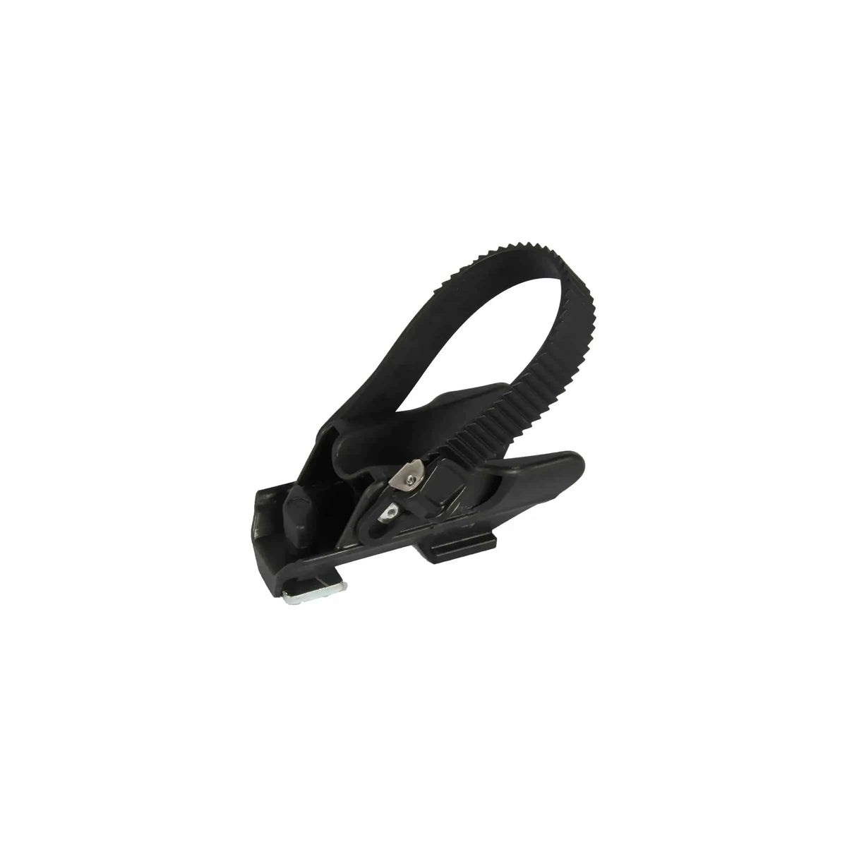 Pro-User Diamant SG2/3 wielstopper met spanband, rechts, stevig wielgoot voor voertuigonderdelen, zwart en robuust.