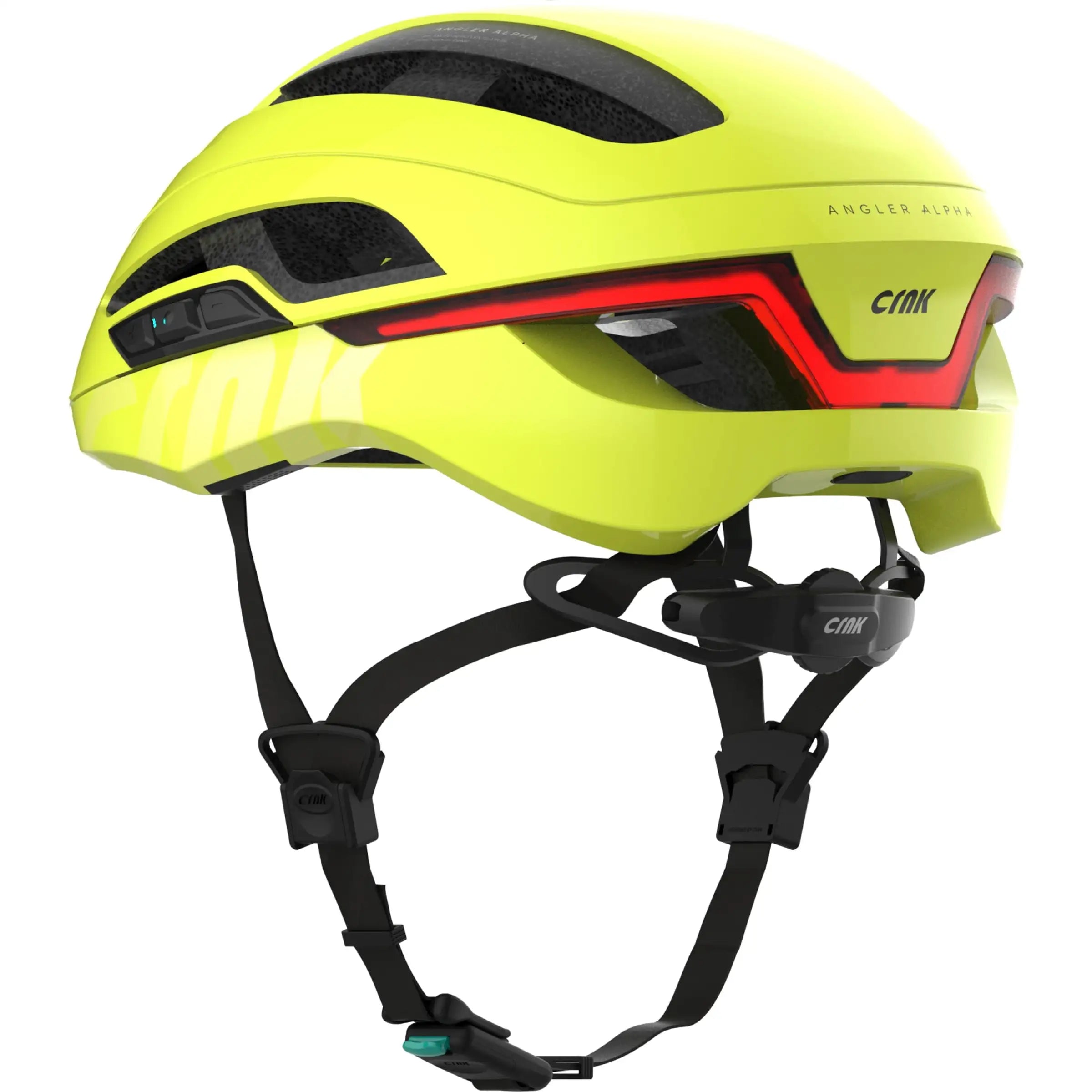 Crnk Racefiets helm Angler met aerodynamisch ontwerp en ventilatiegaten, geschikt voor wielrenners.