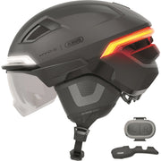 Abus Hyp-E Bl.ace speed pedelec fietshelm met geïntegreerde verlichting, zwart, aerodynamisch ontwerp en comfortabele pasvorm
