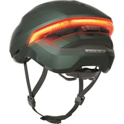 Abus Hyp-E Speed Pedelec fietshelm met ingebouwde verlichting en comfortabele pasvorm, zwart gekleurd, close-up van de helm.