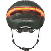 Abus Hyp-E slimme speed pedelec helm met geïntegreerde verlichting en ventilatie, geschikt voor elektrische fietsen.