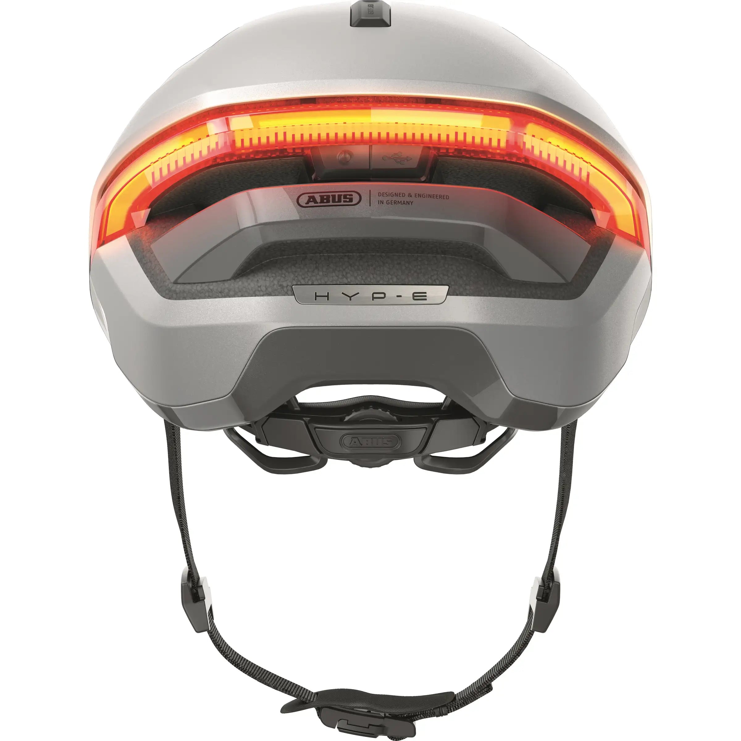 Abus Hyp-E Speed Pedelec fietshelm met geïntegreerde verlichting en aerodynamisch ontwerp, zwart met reflecterende details
