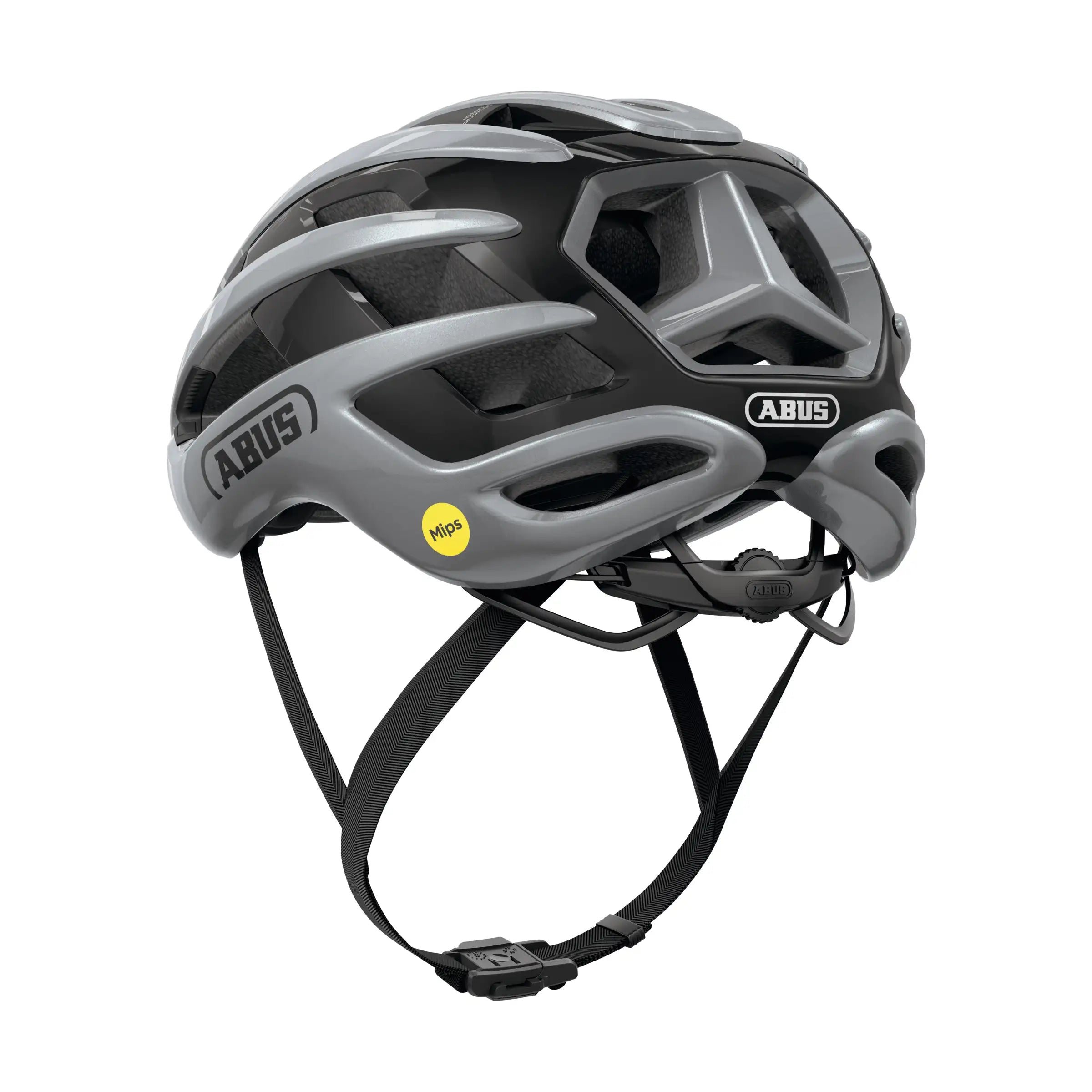 Abus Airbreaker 2.0 Mips racehelm met ultralichte ventilatie en aerodynamisch ontwerp voor wielrenners in zwart en wit.