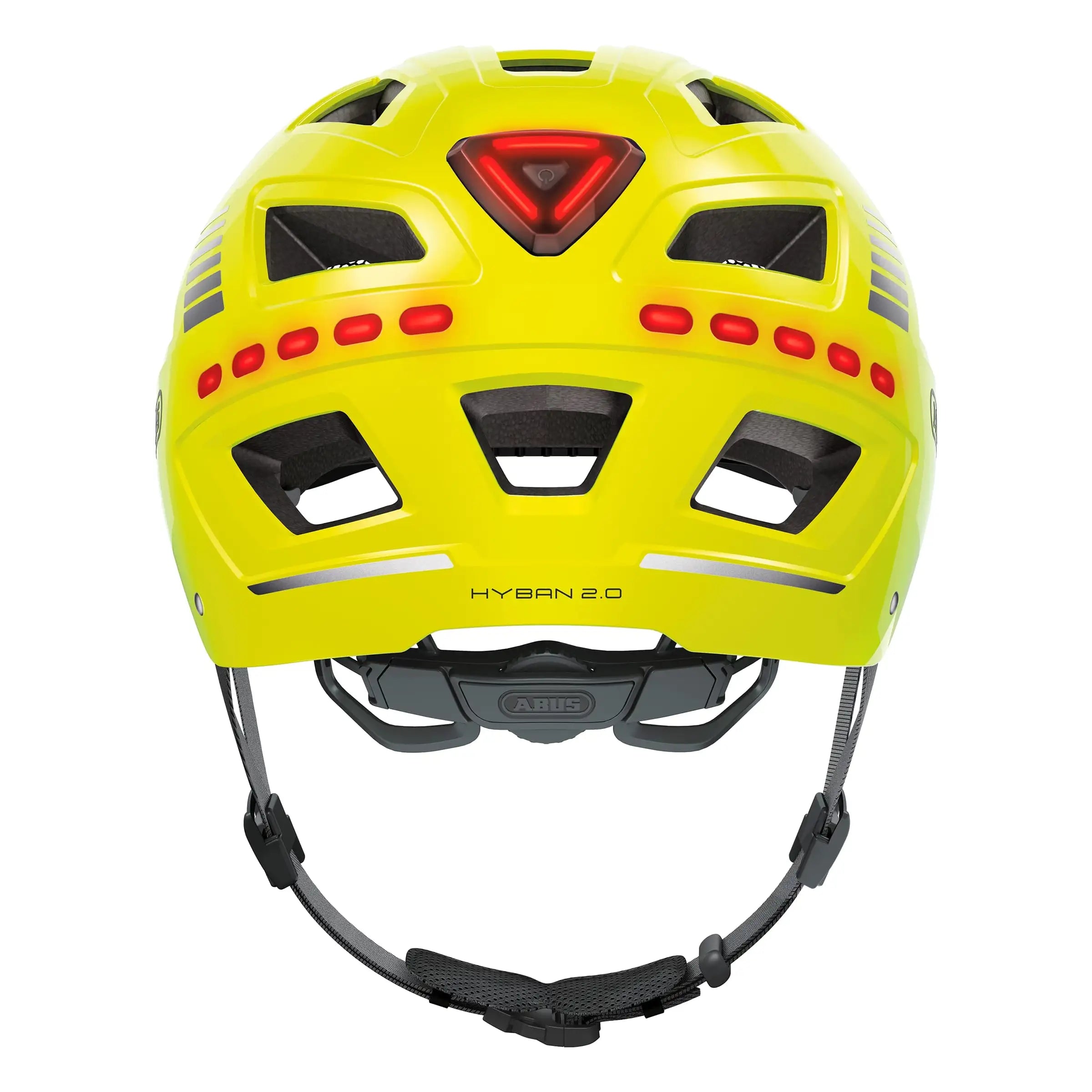 Abus Hyban 2.0 LED speed pedelec fietshelm met verstelbare pasvorm en geïntegreerde LED-verlichting, geschikt voor fietsers.