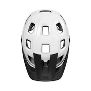 Abus Motrip MTB fietshelm met diepe pasvorm en ventilatiegaten, geschikt voor mountainbiken, zwart met oranje details.