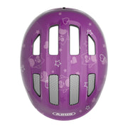 Abus Smiley 3.0 kinderfietshelm voor meisjes en jongens, roze en blauw met ventilatiegaten en verstelbare band.
