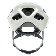 Abus Macator racefietshelm in pearl white, sportief instapmodel, met verstelbare maat 52-58 cm en ventilatieopeningen.
