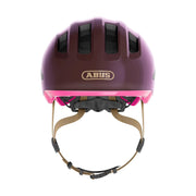 Abus Smiley 3.0 Ace LED kinderfietshelm met oplaadlicht en verstelbare band, kleurrijk ontwerp voor kinderen.