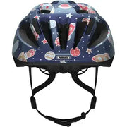 Abus Smooty 2.0 kinderfietshelm met afgevlakt achterhoofd en draaiknop, roze en witte kleur, veilig en comfortabel voor kinderen
