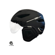 Abus Speed Pedelec helm met regenkap en oplaadbare lamp, lichtgewicht en veilig voor elektrische fietsers, in zwart met ventilatieopeningen