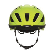 Abus Speed Pedelec helm met Mips, regenkap en oplaadbare lamp voor fietsers, zwart en comfortabel op de fiets gedragen.