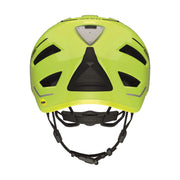 Abus Speed Pedelec helm met Mips, regenkap en oplaadbare lamp, ontworpen voor fietsers op speed pedelecs.