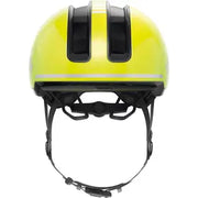 Abus Hud-Y urban e-bike helm met oplaadbare magnetische achter-LED en ventilatie, ontworpen voor comfortabel en veilig stadsfietsen