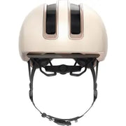 Abus Hud-Y urban e-bike helm met oplaadbare magnetische achter-LED en stevig ontwerp, geschikt voor stadsfietsen en woon-werkverkeer