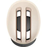 Abus Hud-Y urban e-bike helm met oplaadbare magnetische achter-LED en ventilatieopeningen, geschikt voor stadsfietsen.